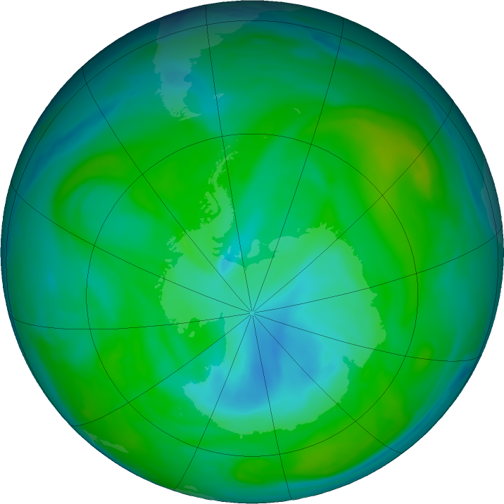 Antarctic ozone map for 22 December 2018